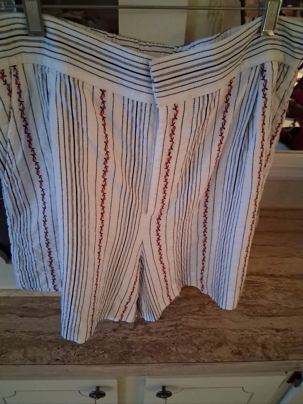Draper James White Striped Shorts with Black  and gray Stripes  Size L